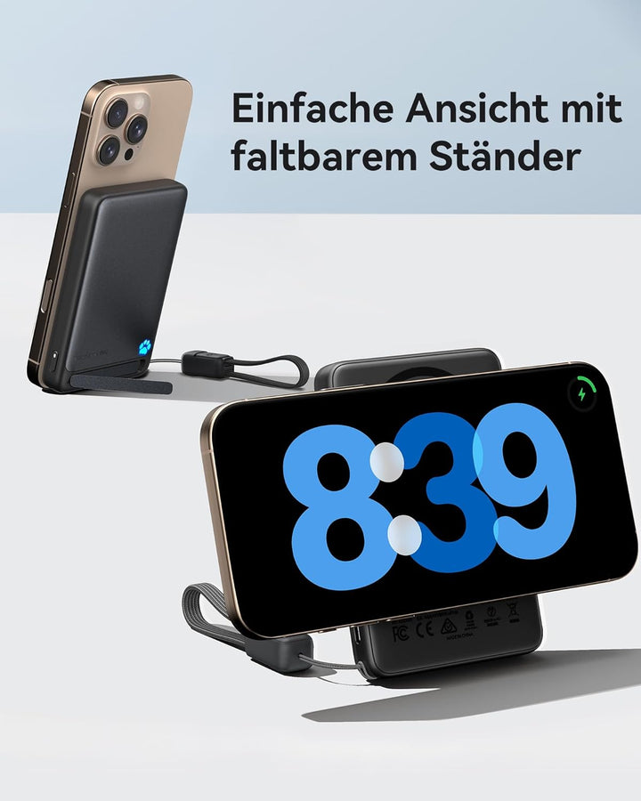 INIU Qi2-zertifizierte 45W Magnetische Powerbank, 10000mAh Ultradünn Externe Batterie, USB C in&amp;Out