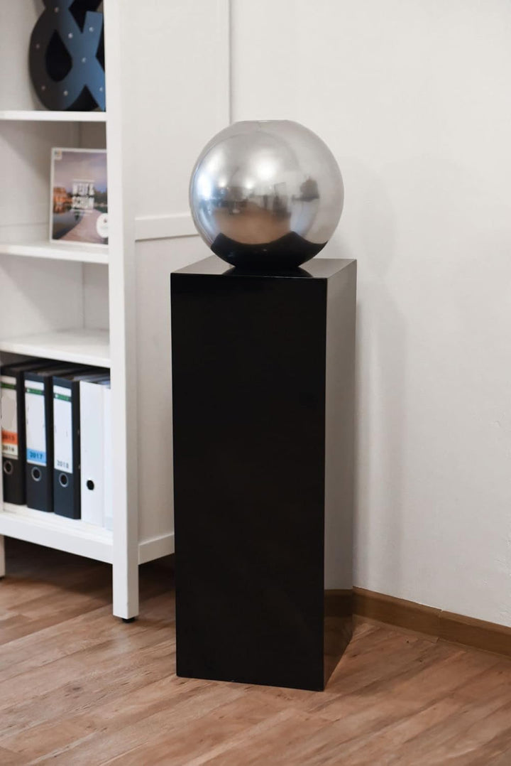 VIVANNO Podest Deko-Säule Stele Blumenständer Fiberglas Schwarz Hochglanz 30x30x80 30x30x80 cm Schwa