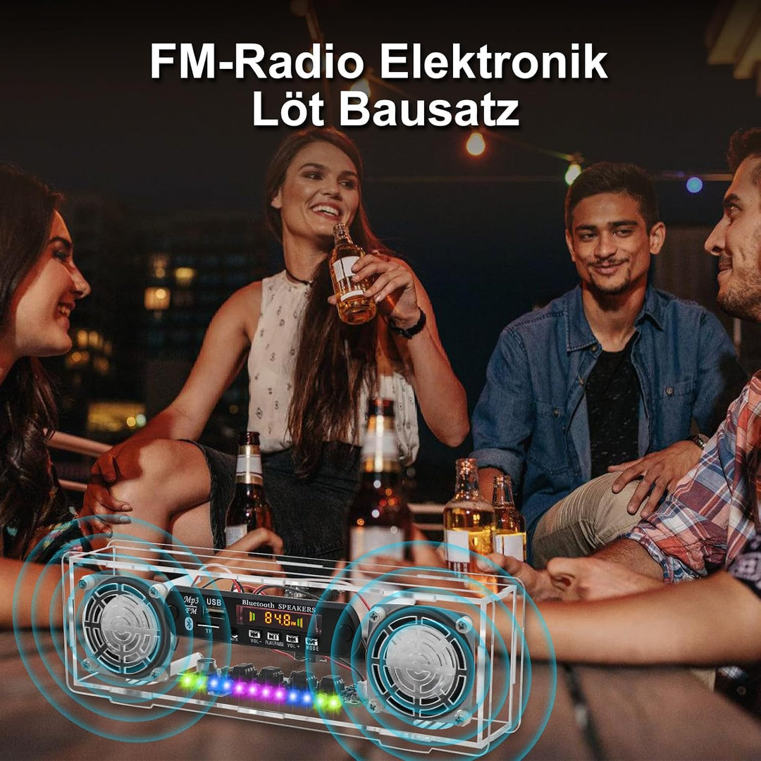 DIY Bluetooth Lautsprecher &amp; FM Radio Lötbausatz, Elektronik Lernset Bausatz mit 3W+3W Stereo-Verstä