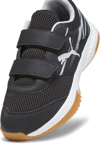 PUMA Unisex Kinder Varion Ii V Jr Indoor Court Shoe 28 EU Black Cool Light Gray Yellow Blaze Gum, 28