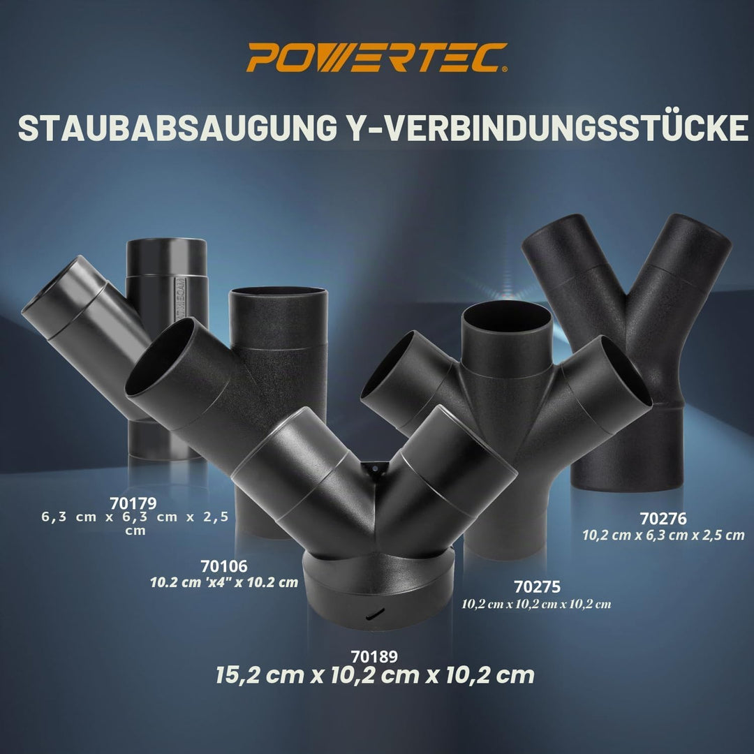 POWERTEC 70276 Staubsammel-Splitterverschraubung, 10,2 cm bis 5,4 cm