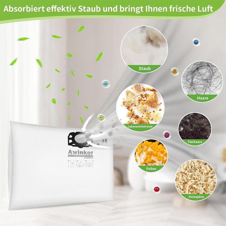 10 Stück Staubsaugerbeutel für Kärcher 2.863-006.0 Vliesfilterbeutel 487 Ersatzbeutel WD4 WD5 WD6 WD