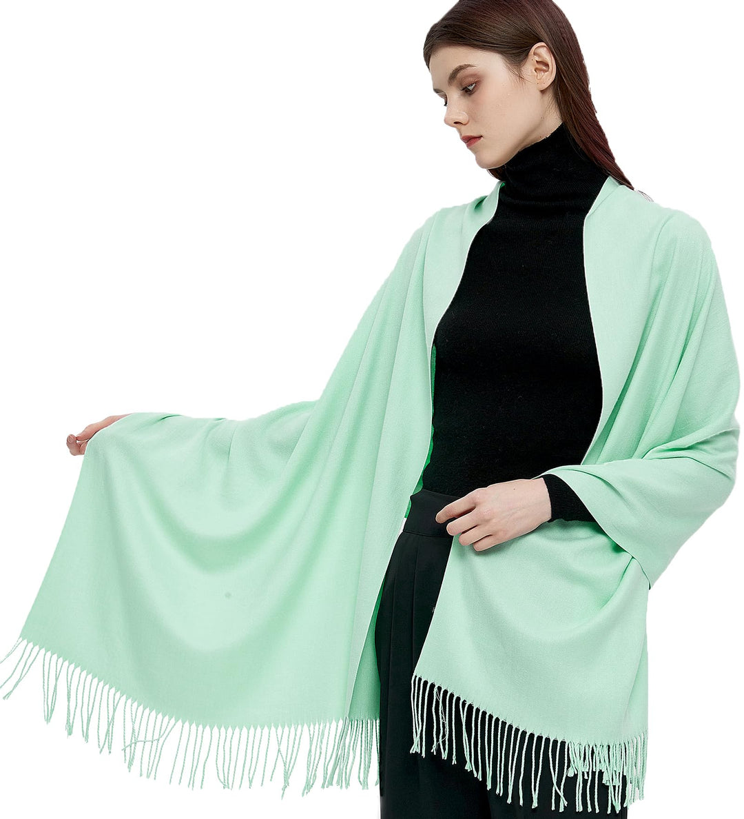 Pashmina Schals und Wraps Schals für Damen Hochzeit Party Winter Warme Lange Solid Color Mintgrün, M