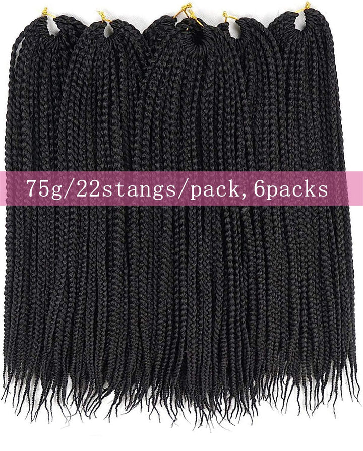 TAOYEMY Box Crochet Braids Haarverlängerungen 6 Packs 16 Zoll Synthetische Flechtfrisur 22 Stränge/P