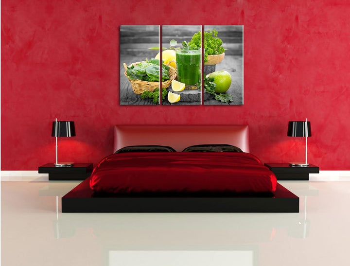 Pixxprint Gesunder Smoothie als Leinwandbild/Grösse: 3 Teilig (120x80) cm/Wandbild/Kunstdruck/fertig