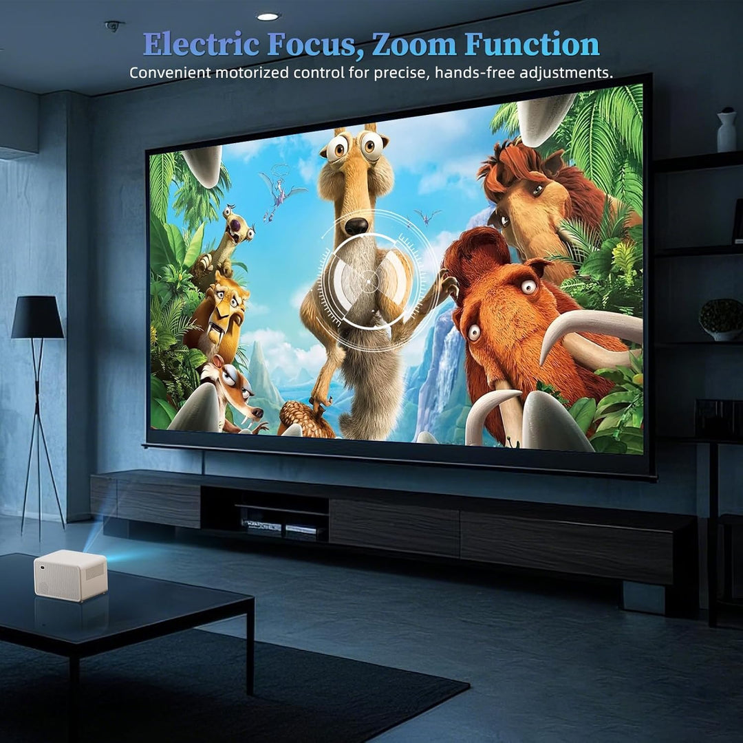 Smart Beamer WiFi Heimkino Projektor,16000 Lumen Full HD 1080P Beamer,Elektrischer Fokus 200 Zoll Zo