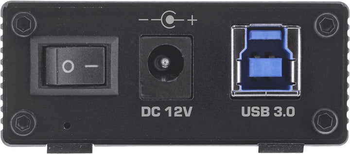 InLine® USB 3.2 Gen.1 Hub, 7 Port, Aluminiumgehäuse, schwarz, mit 2,5A Netzteil