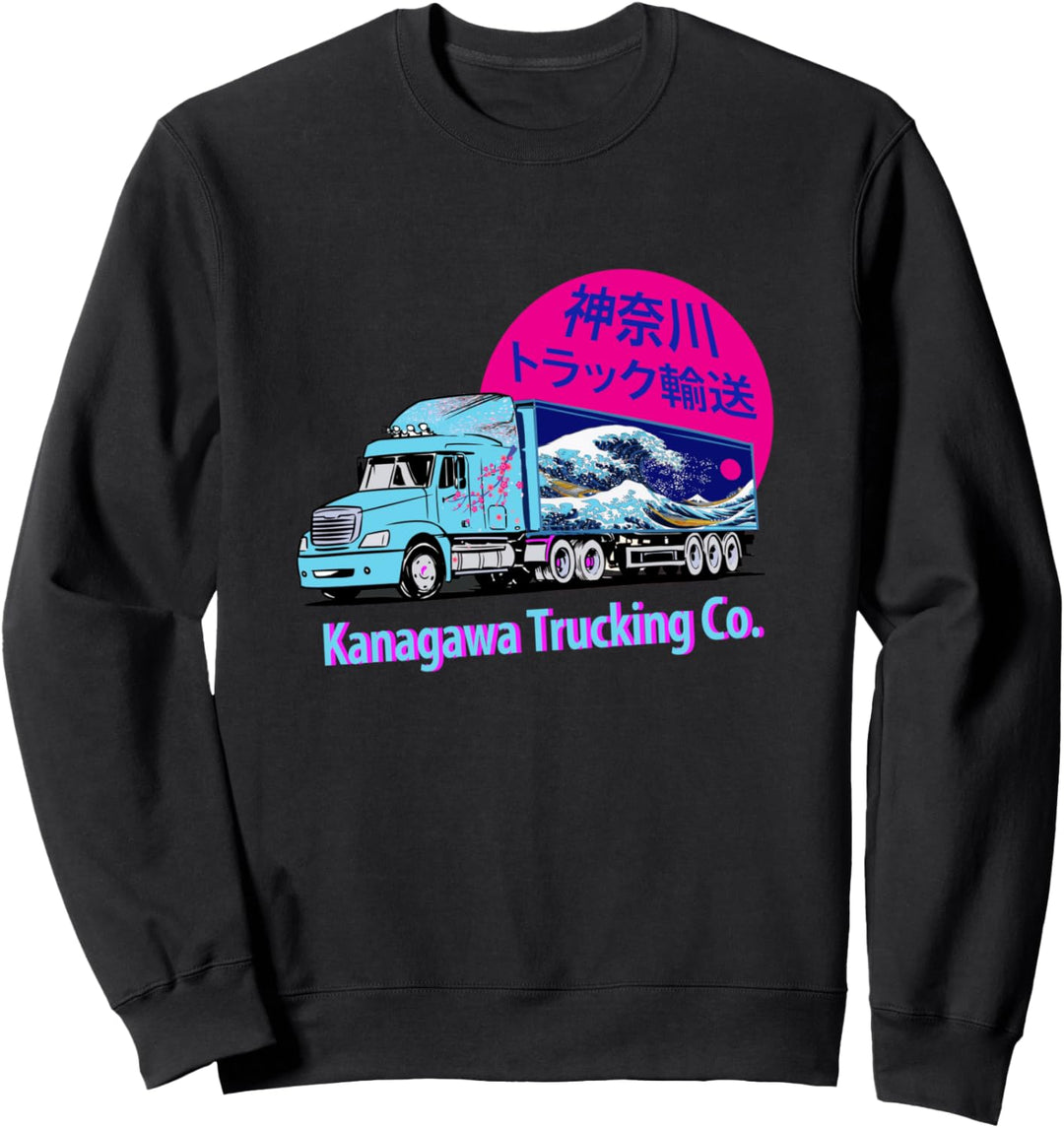 Japanische grosse Welle auf Sattelschlepper fahren Sweatshirt