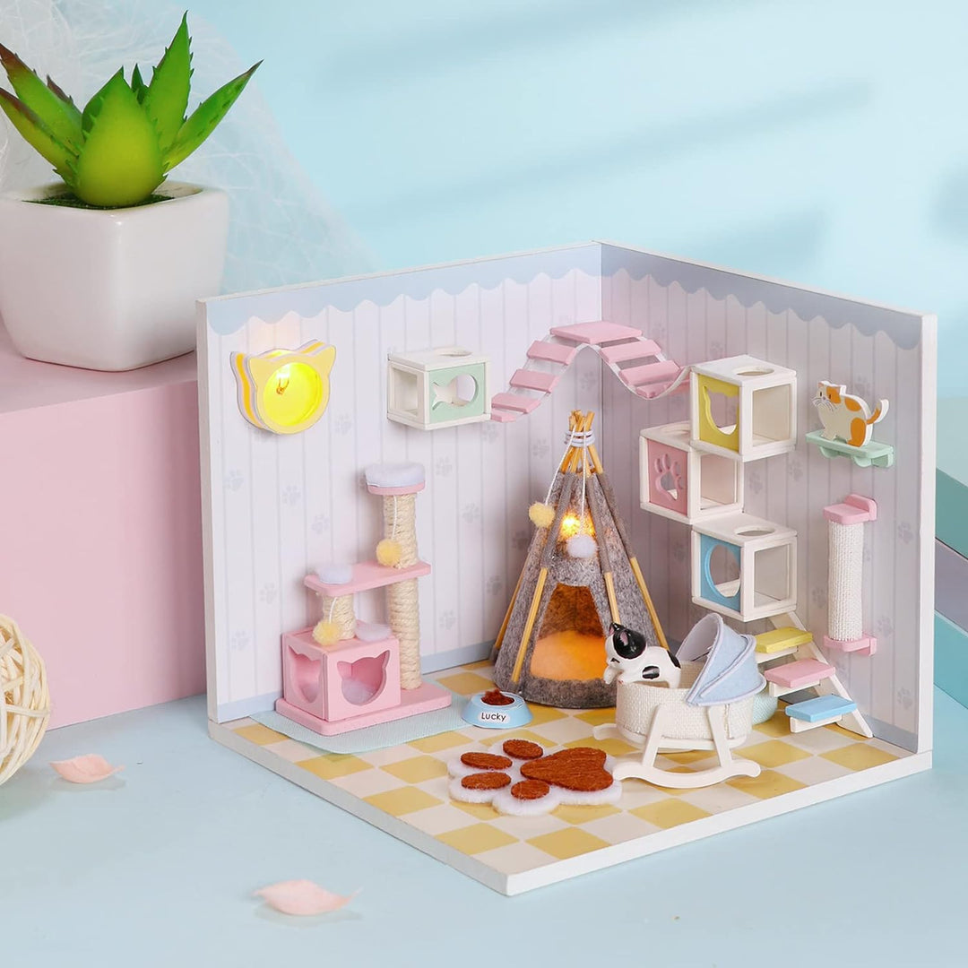 Cuteefun DIY Puppenhaus Miniatur Haus für Anfänger zum Bauen, Miniatur Puppenhaus zum Selber Bauen,