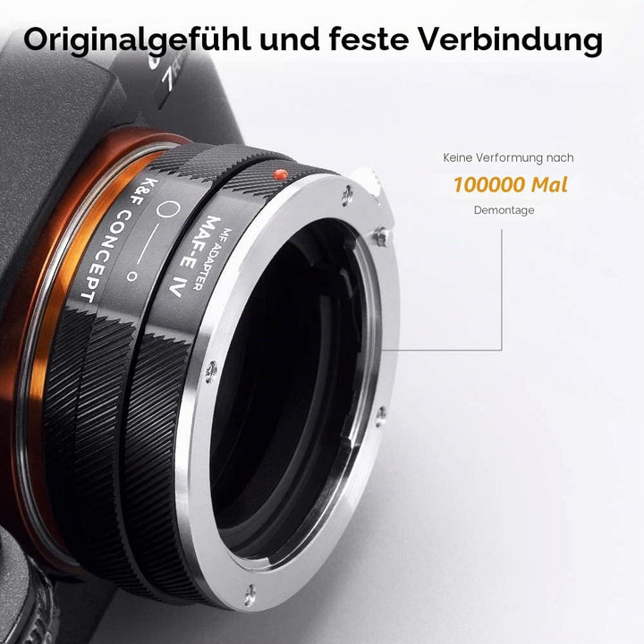 K&amp;F Concept MAF-NEX IV PROLens Mount Adapter Manueller Fokus Kompatibel mit Minolta AF/Sony Alpha A