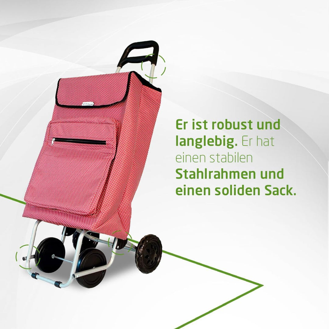 Amig - Einkaufstrolley mit 4 Rädern | Aussentasche für Tiefkühlkost | Maximale Belastung 15 kg |Kapa