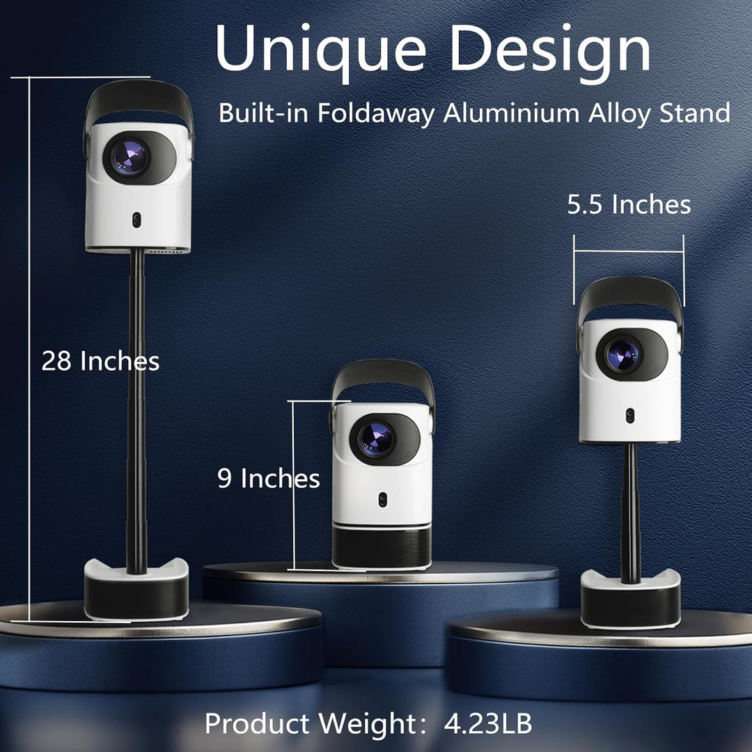 Smart Beamer, Tragbarer Projektor with WiFi & Bluetooth 5.4, 1080P Video Proyector 600 ANSI Lumen, 1