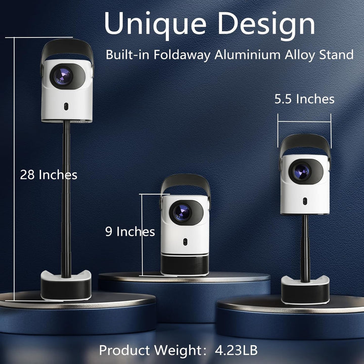 Smart Beamer, Tragbarer Projektor with WiFi & Bluetooth 5.4, 1080P Video Proyector 600 ANSI Lumen, 1
