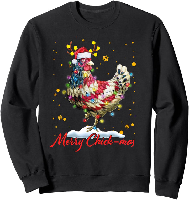 Huhn Rentier Weihnachtsmannmütze Merry Chick-Mas Weihnachten lustig Sweatshirt