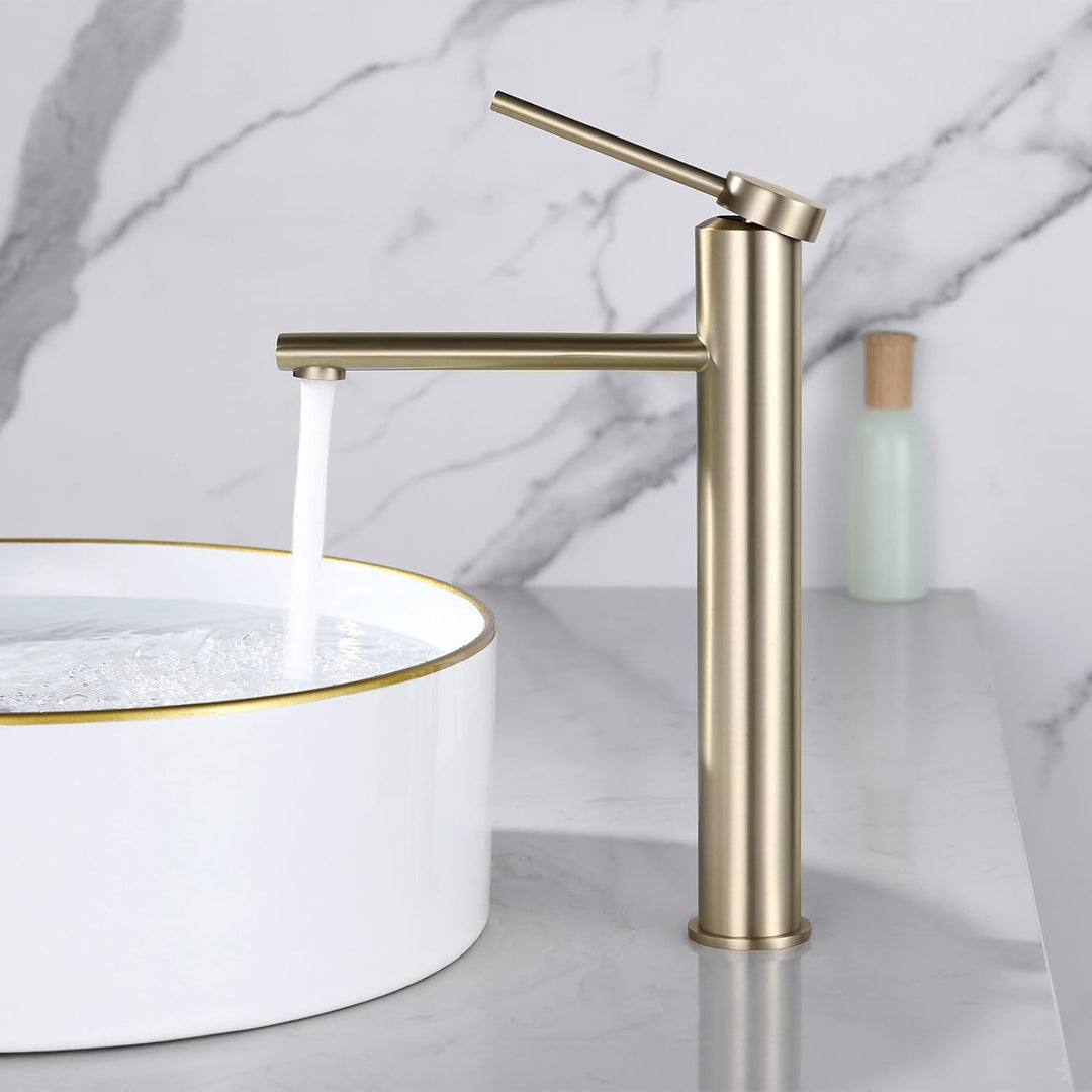 PHASAT Wasserhahn Bad Gold Mischbatterie Einhebelmischer Waschbecken Armaturen Waschtischarmatur Hoc