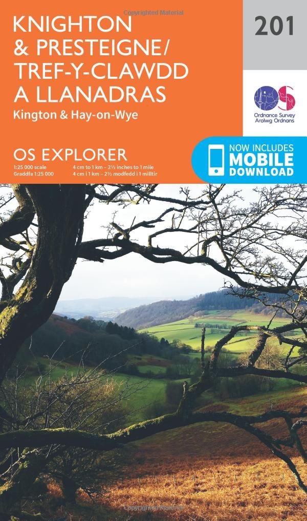Knighton and Presteigne Tref-y-Clawdd a Dyffryn Elan (OS Explorer Map, Band 201), Karte