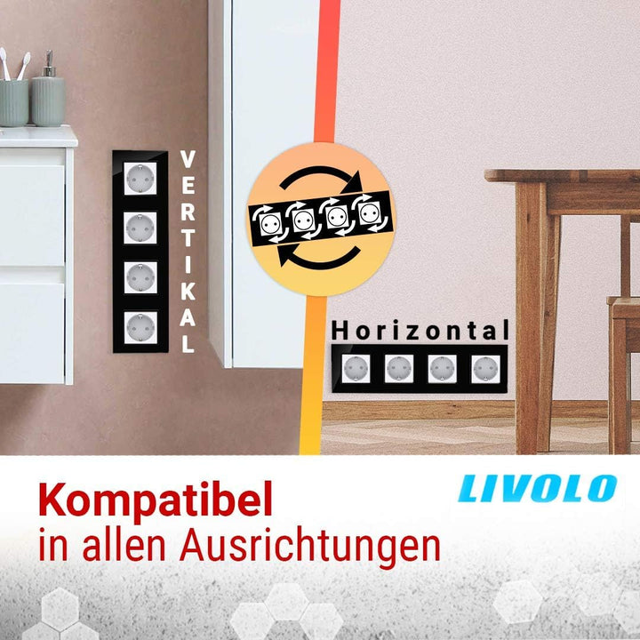 LIVOLO Glas Touch Lichtschalter Funkschalter Steckdosen Wechselschalter uvm in schwarz (nur Rahmen: