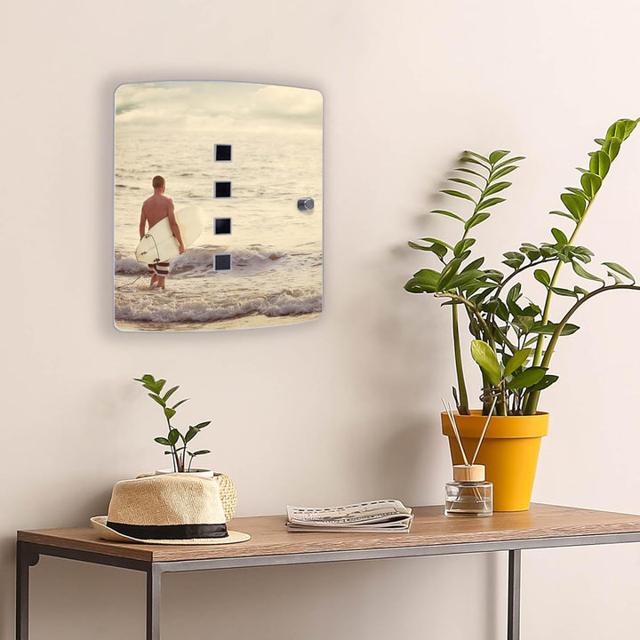 banjado® Design Schlüsselkasten aus Edelstahl Motiv Wellenreiten Gehen für 24 x 21,5 x 7cm Schlüssel