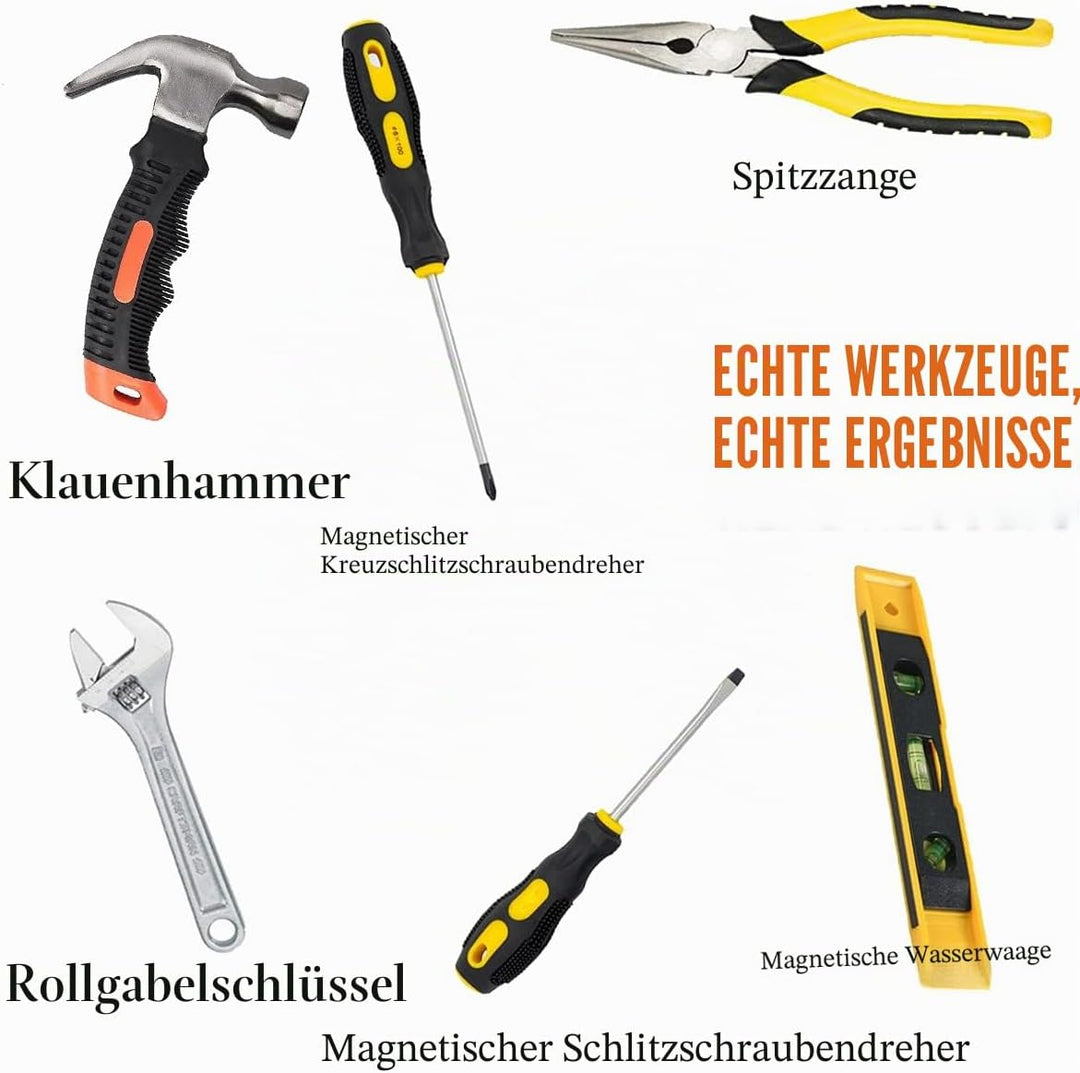 Kinder-Werkzeug-Set, Werkzeugtasche für Kinder, echtes Metall, Handwerkzeug, tragbare Werkzeugtasche