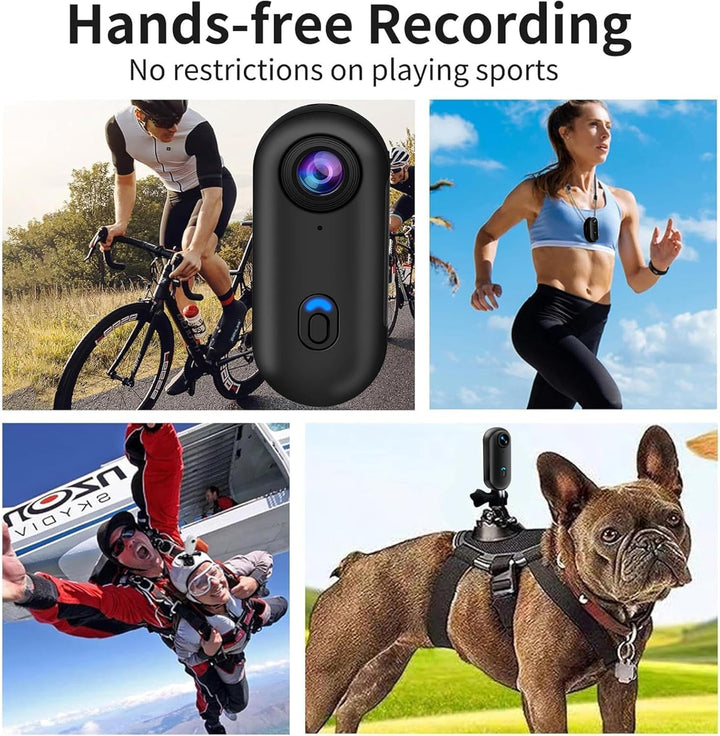 Mini Action Cam 4K,Tragbare Kamera mit 360° Drehbarem Clip und Magnetclip,Wasserdichter 4K-Körperkam
