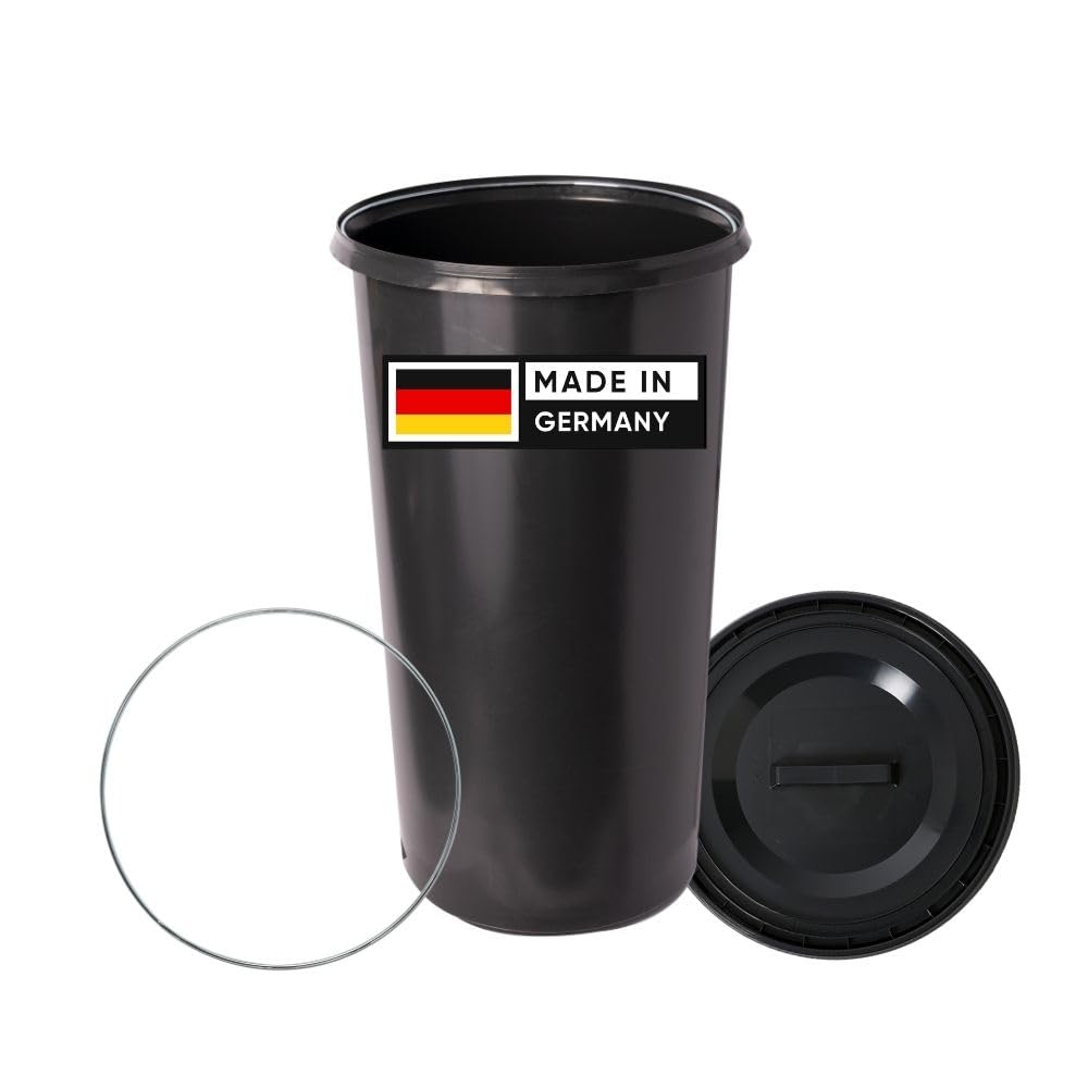 60 Liter Mülleimer Sack-Ständer Gelber Sack Eimer Müllsackständer mit schwarzem Deckel - Ring Schwar