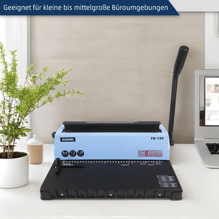 RAYSON Drahtbindegerät, 120 Blatt Binde, 3:1 Teilung, A4, 34-Loch-Doppelschleifen-Drahtbinder mit st