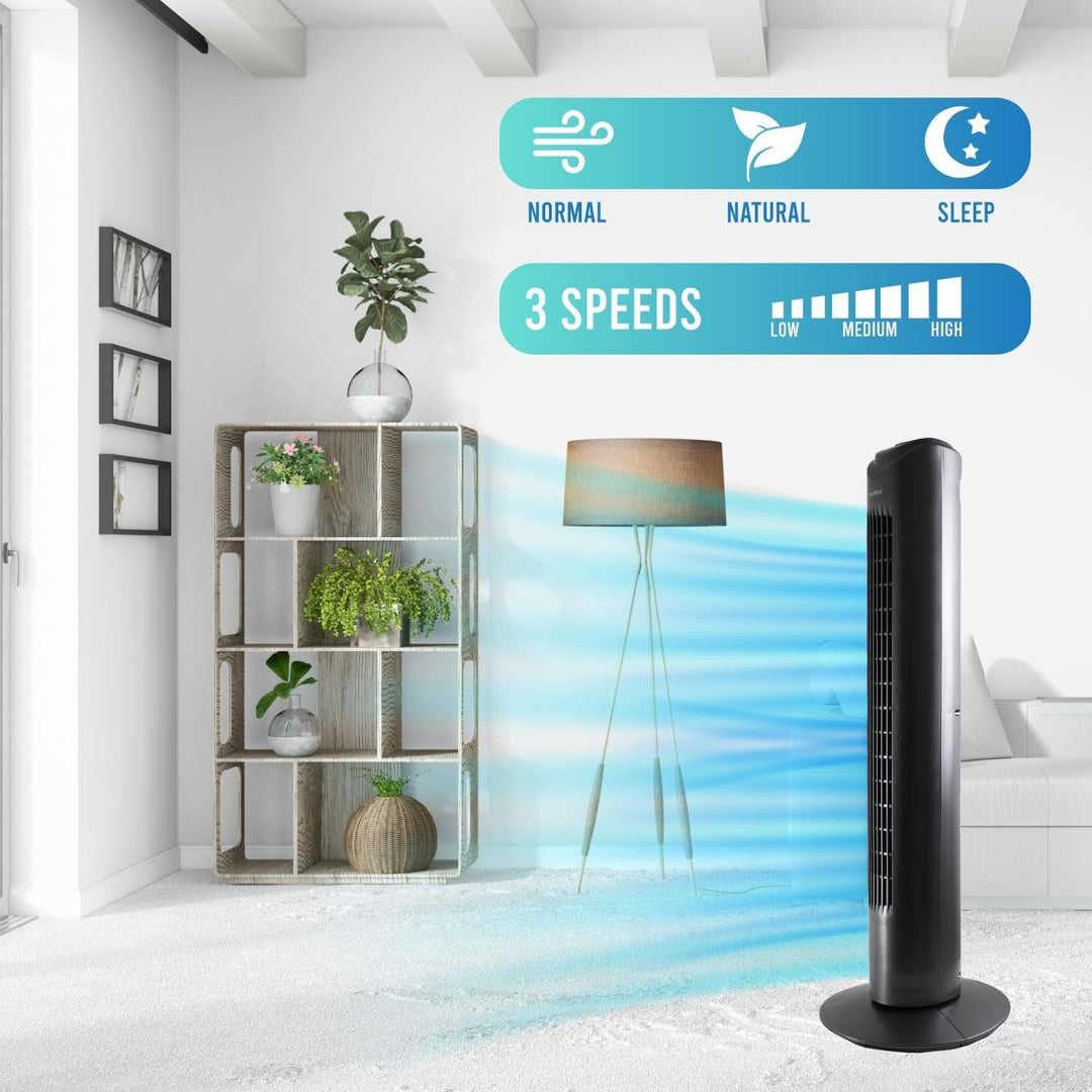 Bastilipo - Turmventilator mit Fernbedienung, 50W Leistung - 3 Geschwindigkeiten, Sagres