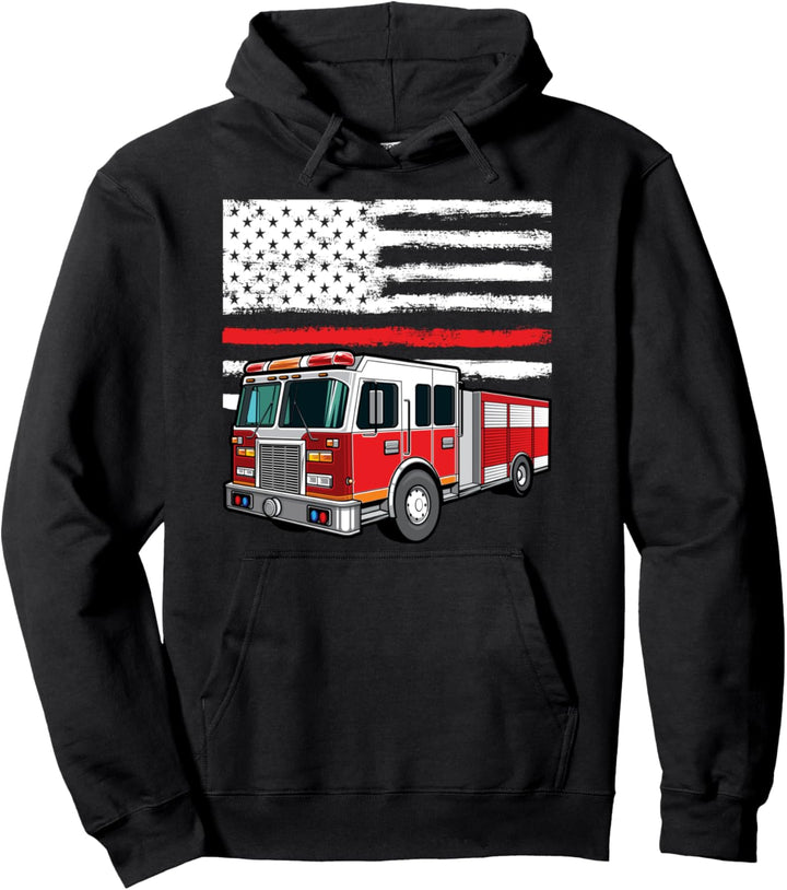 Feuerwehrmann Feuerwehrauto retten amerikanische Flagge Pullover Hoodie