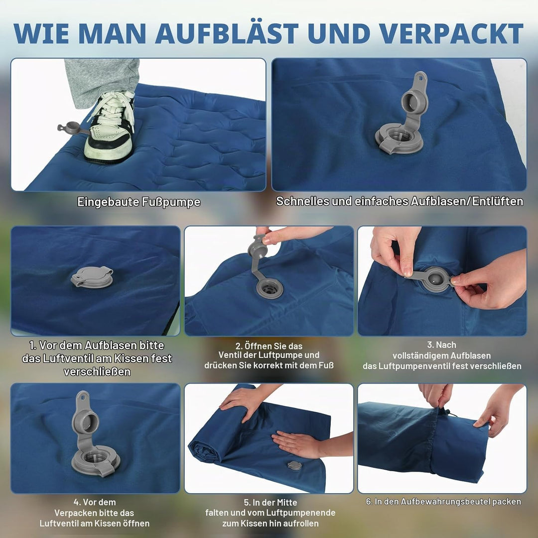 SHANNA Isomatte Outdoor Camping Luftmatratze: Verdicktes 8cm Ultraleichte Schnellaufblasend Matratze