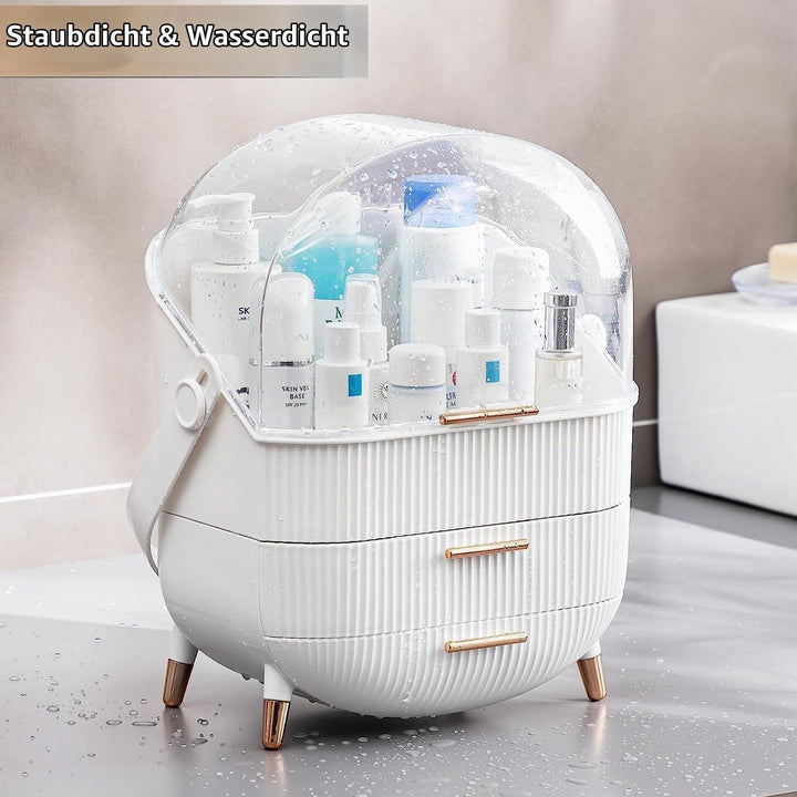 Make up Organizer Aufbewahrungsbox, Kosmetik Vitrine mit Transparentem Deckel, Staubdichte Kosmetik