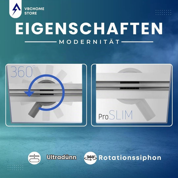 VBChome Duschrinne 70 cm ULTRA SLIM FLACH sehr edelstahl Bodenablauf Siphon mit Geruchsstop Grössen