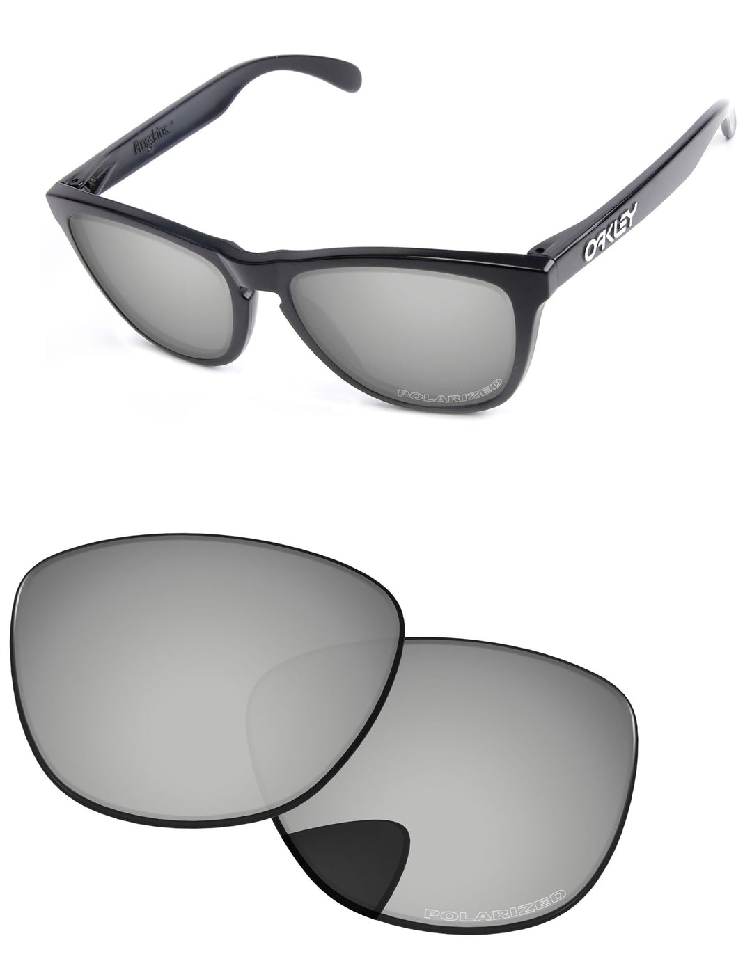 PapaViva Ersatzlinsen für for Oakley Frogskins OO9013 Chrome Silver - Polarized, Chrome Silver - Pol