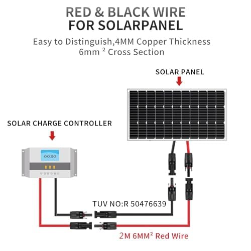 GENORTH Solarkabel 6mm²,Solarkabel Verlängerung 1/2/3/6/8M,Solarkabel Verlängerungskabel,PV Kabel mi