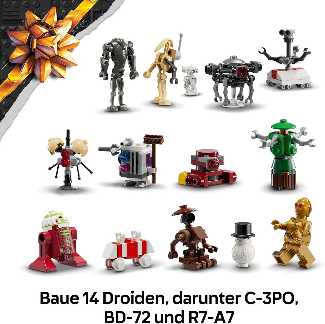 LEGO Star Wars Adventskalender 2025 - Weihnachten Spielzeug mit 24 Überraschungen - 2 Minifiguren &