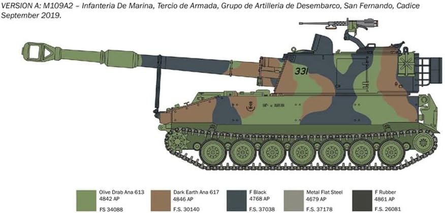 Italeri 6589 6589S 1:35 M-109/A2-A3G Haubitze-originalgetreue Nachbildung, Modellbau, Plastik Bausat