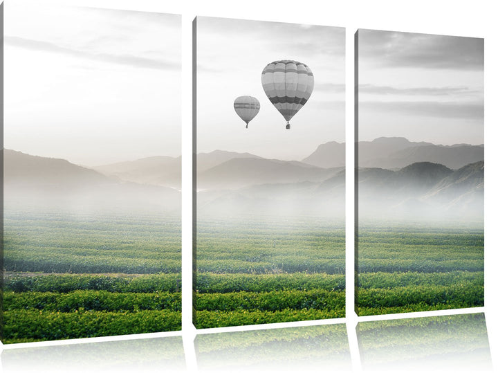 Pixxprint Heissluftballon Landschaft als Leinwandbild/Grösse: 3 Teilig (120x80) cm/Wandbild/Kunstdru