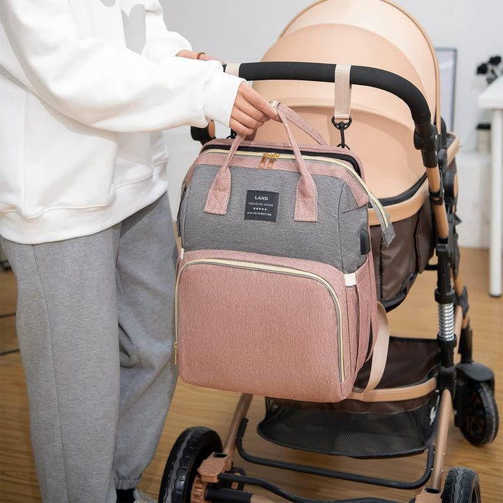 Wickelrucksack mit Babybett - Grosse Wickeltasche Rucksack mit Wickelauflage & Isoliertasche & Moski