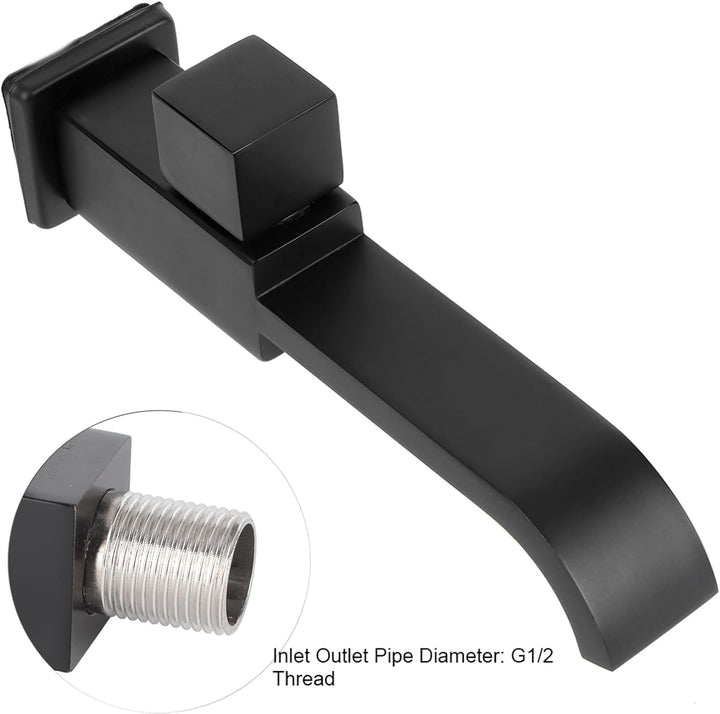 Waschtischarmatur - G1/2 Wandwaschbecken Waschbeckenarmatur Kaltwasserhahn Badzubehör Mattschwarz