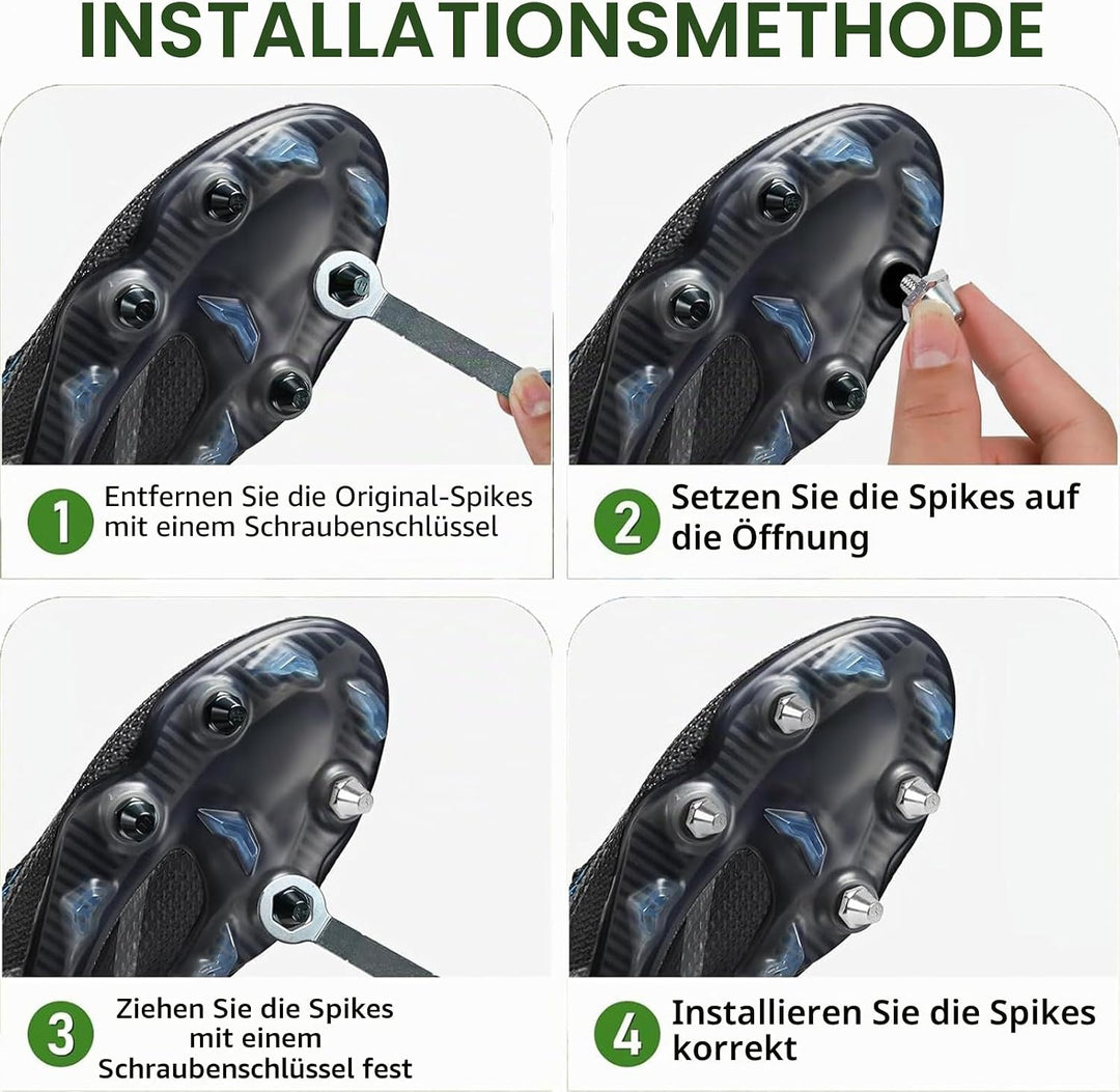14 Stück Aluminium Schraubstollen für Nike Ersatz für Fussballschuhe, 11mm/13mm, mit Schlüssel, Ersa