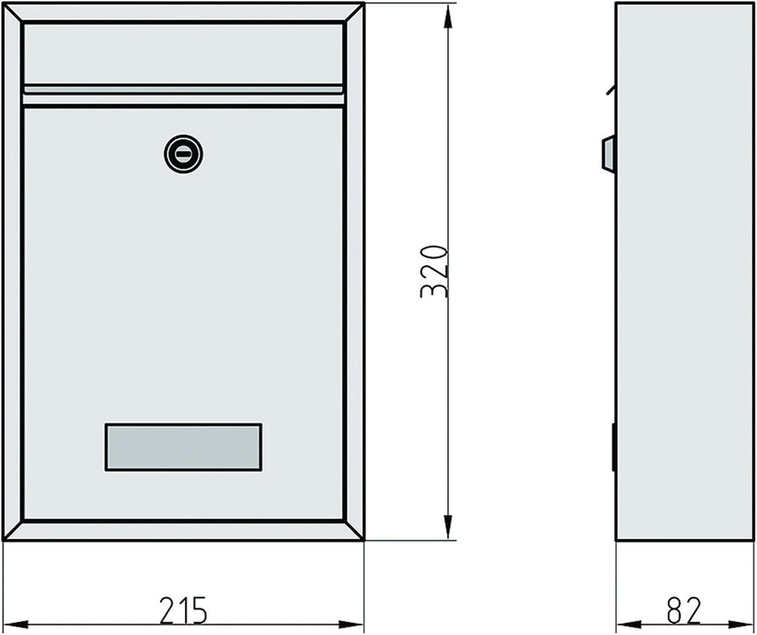 Briefkasten, schwarz - 320 x 215 x 88 mm, Schwarz