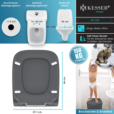 KESSER® WC Sitz mit Absenkautomatik Toilettendeckel Quick-Release-Funktion und Softclose - einfache