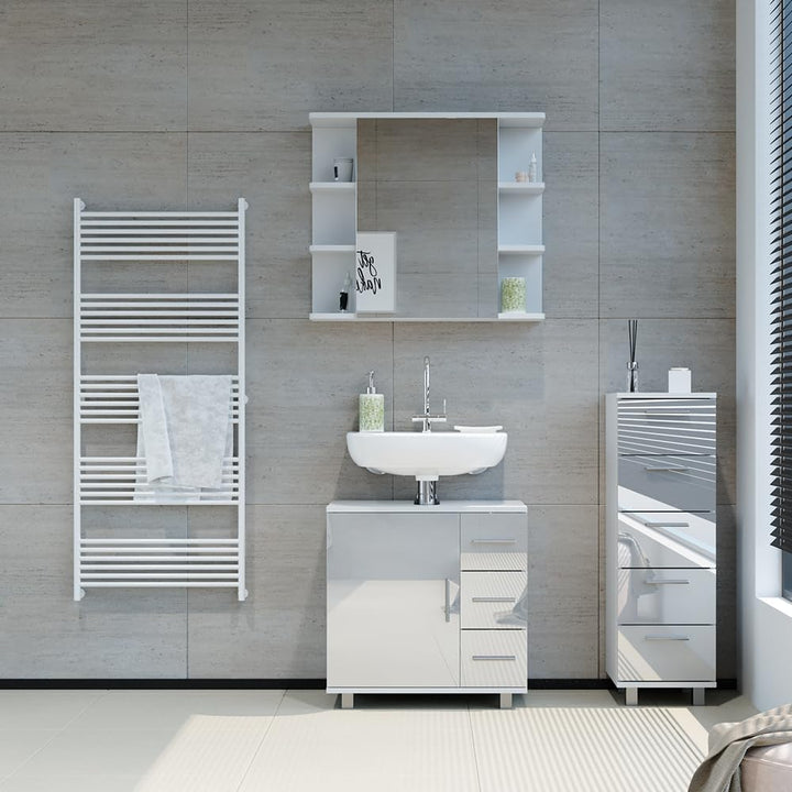 Vicco Badschrank Ilias, Weiss Hochglanz, 30 x 95 cm, Weiss Hochglanz