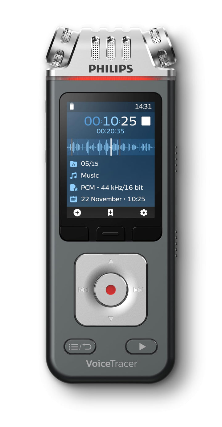 Philips DVT6115 VoiceTracer, Diktiergerät, Aufnahmegerät, 3 HiFi Mikrofone für Musikaufnahmen optimi
