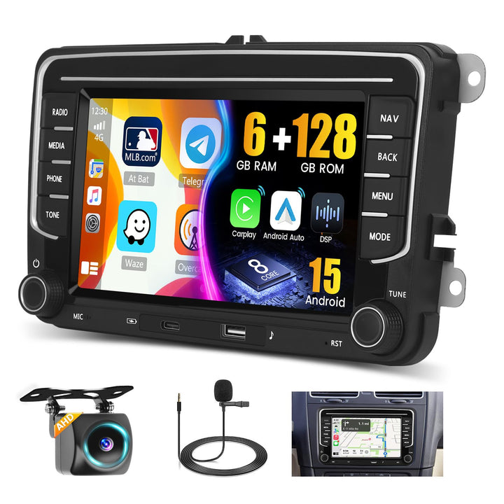 8 Core 6G+128G DSP Hikity Android Autoradio für VW Golf 5 6 Passat Tiguan Polo Caddy Seat, 7" Touchs