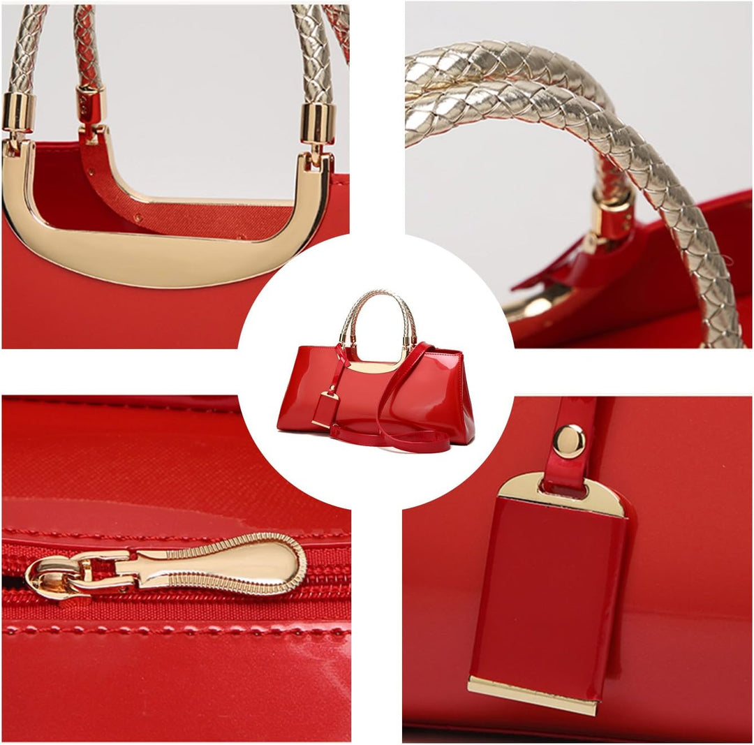 Coolives Damen Handtasche Tasche aus PU-Lackleder Henkeltasche Abendtasche Schultertasche Umhängetas