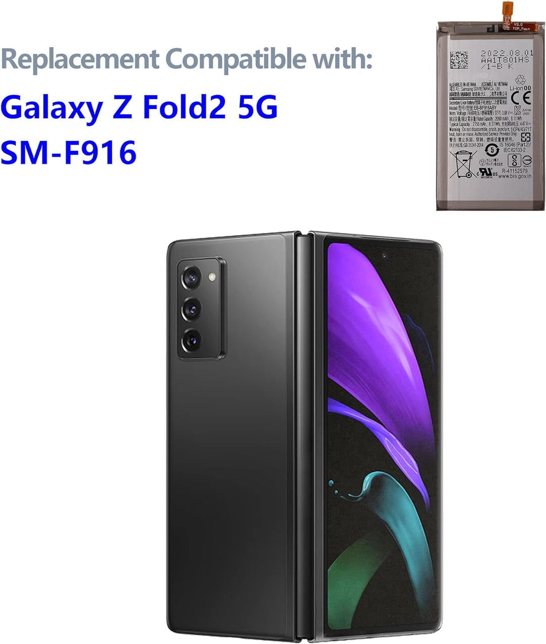 Swark EB-BF916ABY Akku Kompatibel mit Samsung Galaxy Z Fold2 5G SM-F916 with Tools