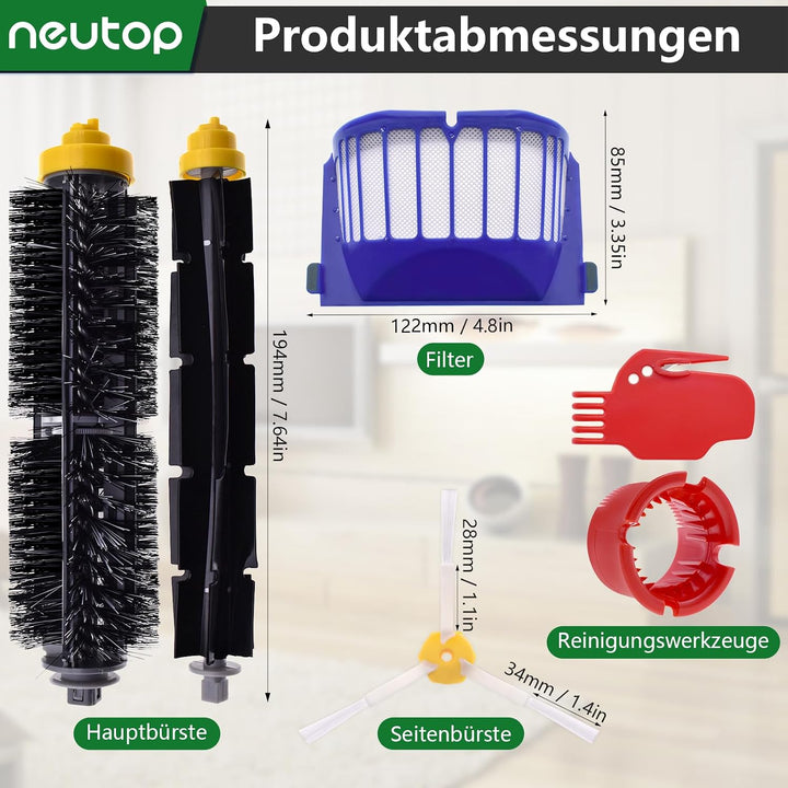 teile Nachfüllen Kit für iRobot Roomba 675 677 671 670 665 655 645 Saugroboter Zubehör inkl. flexibl