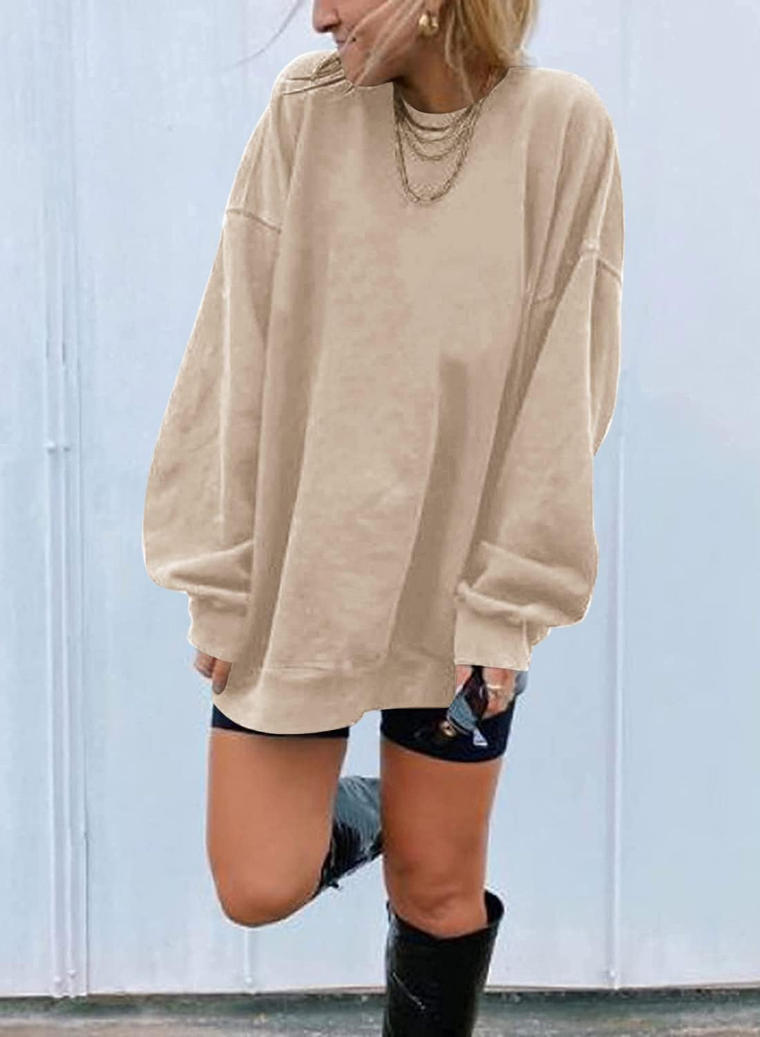 Sweatshirt Damen Los Angeles Pullover Oversized Langarmshirt Rundhals Pulli Basic Loose Tops Ohne Ka