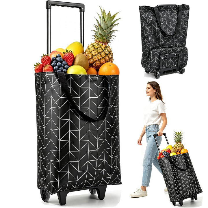 2-in-1 Einkaufstrolley Klappbar, Einkaufstrolley klappbar Abnehmbare Tasche 23 L, Grosse Einkaufstas