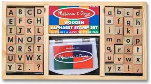 Alphabets: Wooden Stamp Set + FREE Melissa & Doug Scratch Art Mini-Pad Bundle [35576]